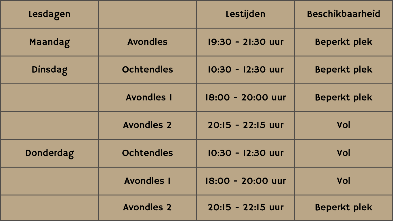 Lesrooster naaistudio 84